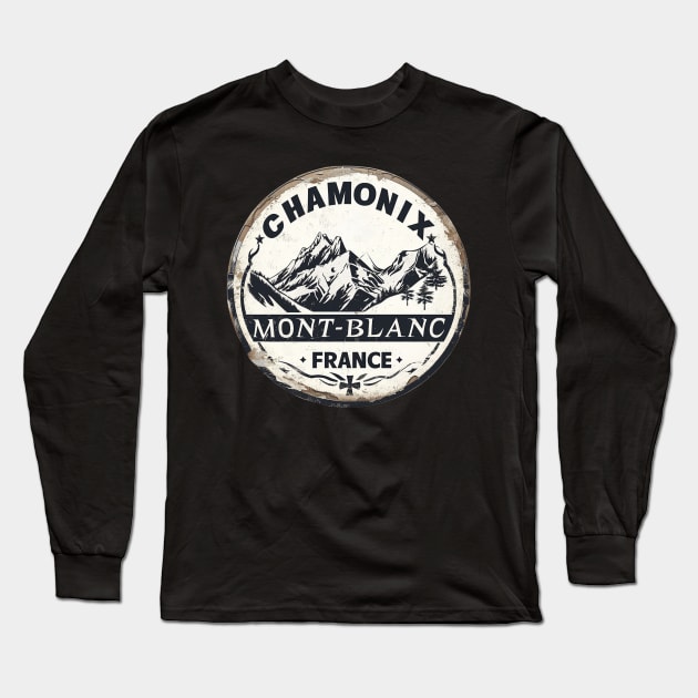 Chamonix Mont-Blanc France Long Sleeve T-Shirt by goodoldvintage